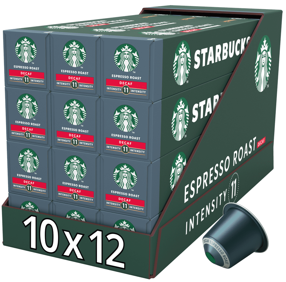 Starbucks Espresso Roast Decaf by NESPRESSO Dark Roast Kávové kapsule, 12x10 kapsúl v balení, 57g